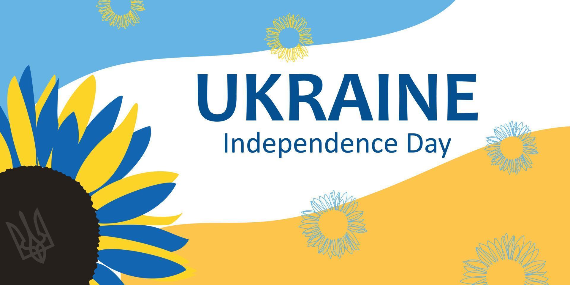 banner de aniversario día de la independencia de ucrania con girasoles. vector
