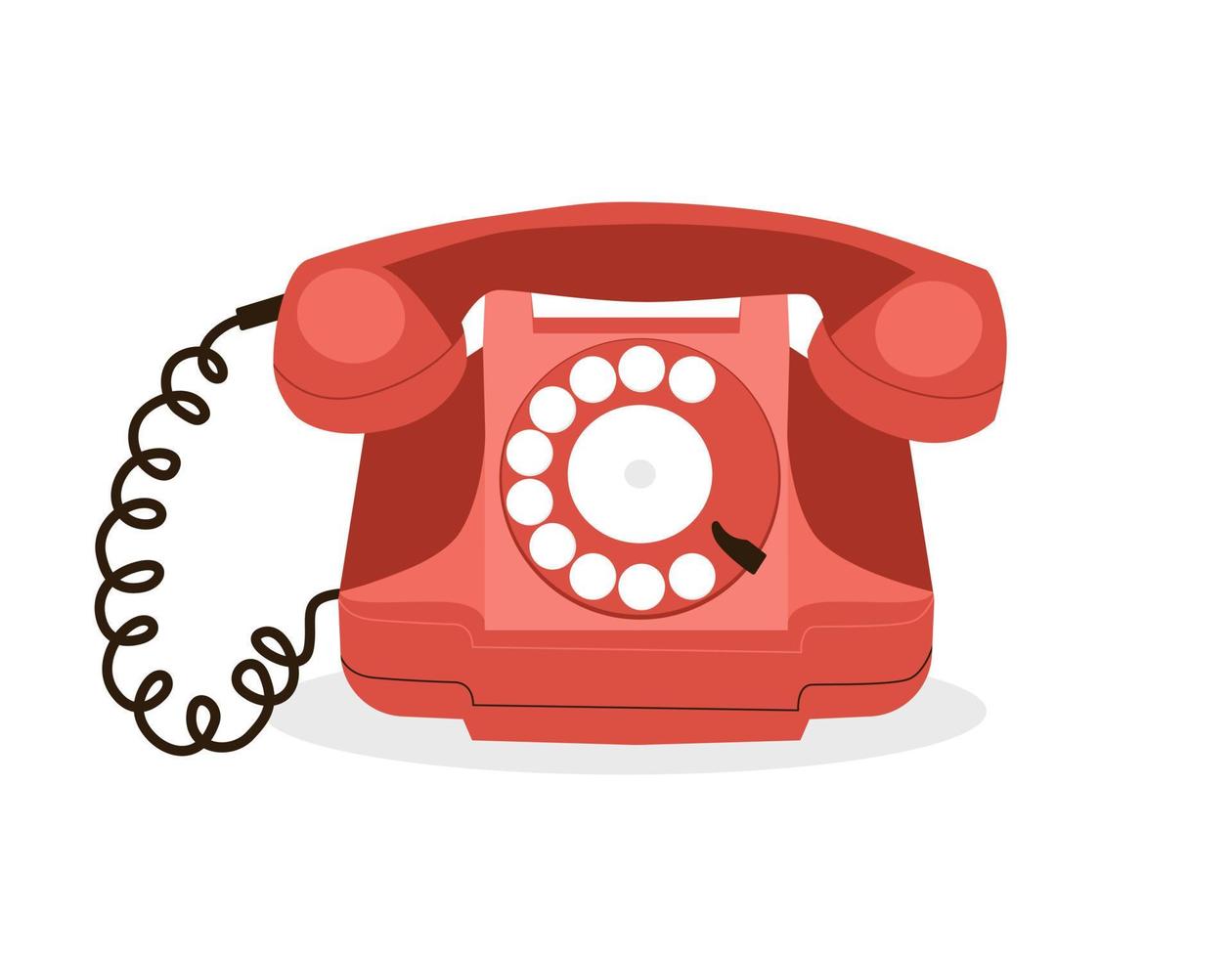teléfono rojo retro con disco giratorio. viejo teléfono histórico. ilustración vectorial aislado sobre fondo blanco vector