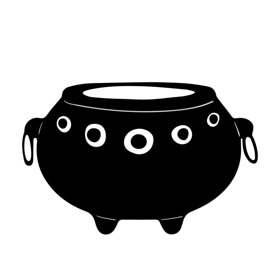 Hand Drawn Cauldron Doodle Witch Pot for Cooking Potion Poison Halloween Design Element vector