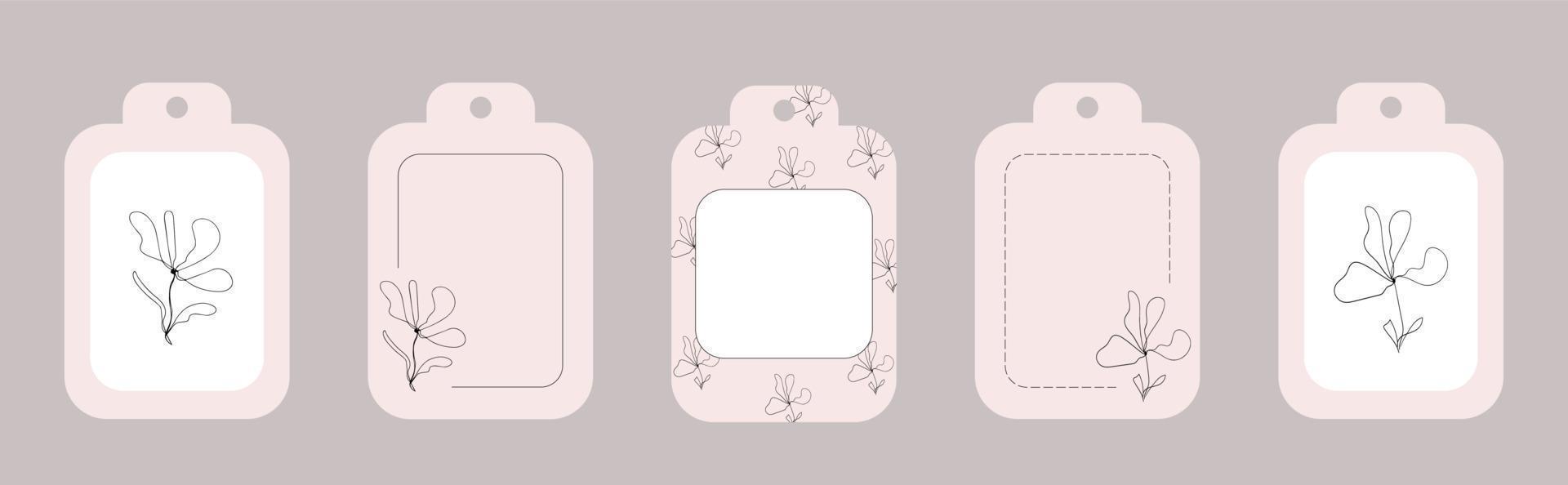 Set of Floral Tags Collection of Elegant Flower Thanks Card Design for label cards Print vector