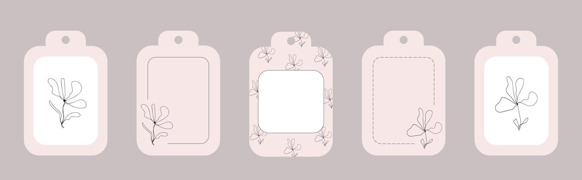 conjunto de etiquetas florales colección de diseño de tarjeta de agradecimiento de flor elegante para impresión de tarjetas de etiqueta vector