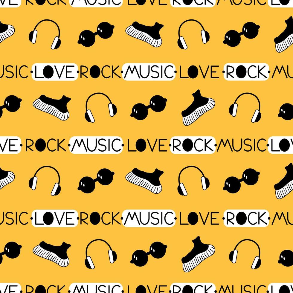 Doodle Love Rock Music Seamless Pattern  Background with Punk Rock Musical Concept vector