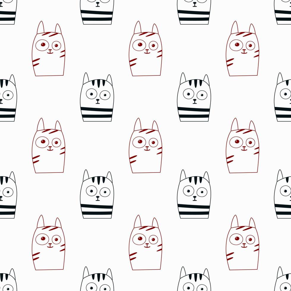 Seamless Pattern with Cat Faces Funny Surprised Kittens vector