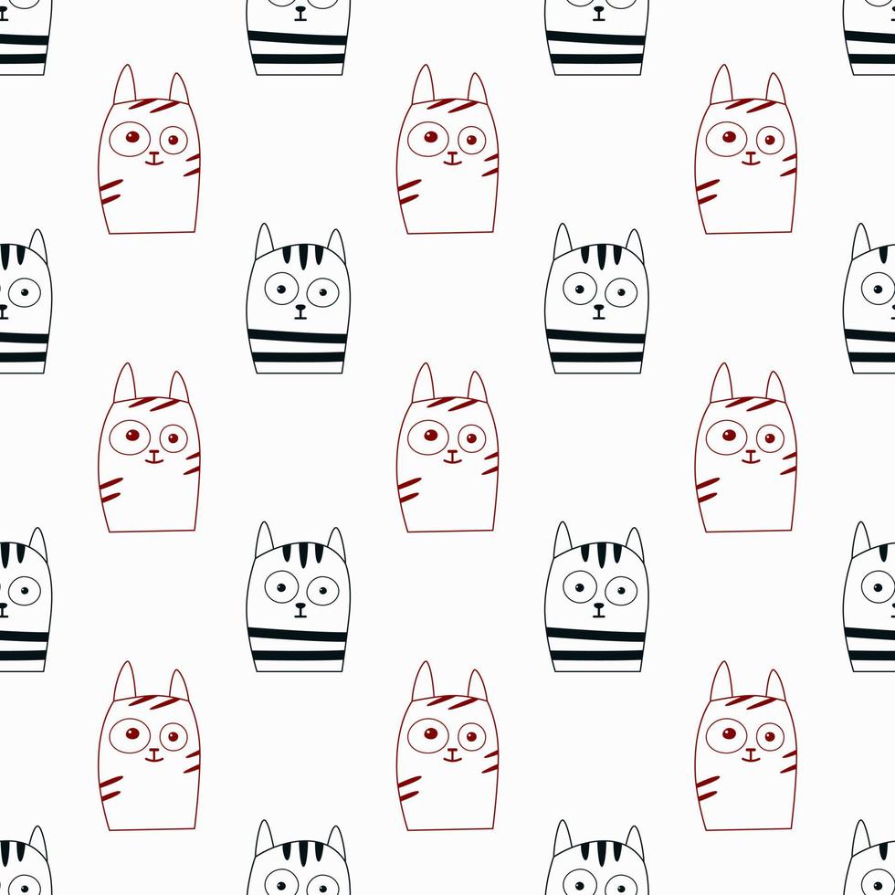 Seamless Pattern with Cat Faces Funny Surprised Kittens vector