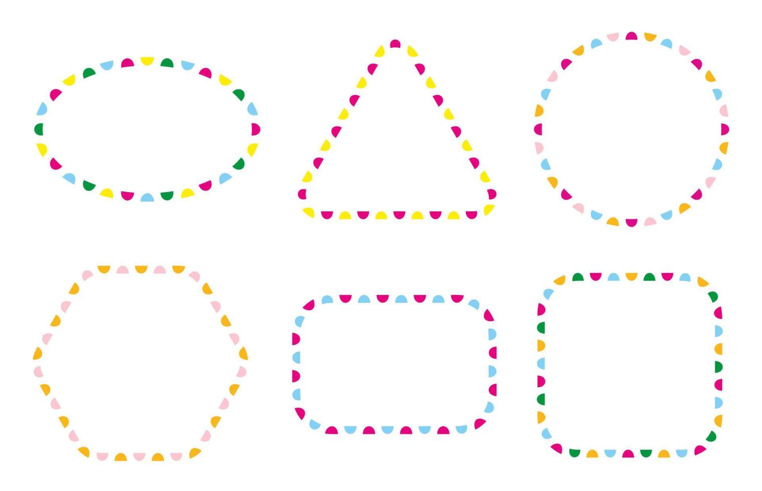 Set of Funny Geometric Shapes Circle Square Polygon Rectangle Star Oval Multicolor Kid Frames Design Elements for Birthday invitation Card Festive templates vector