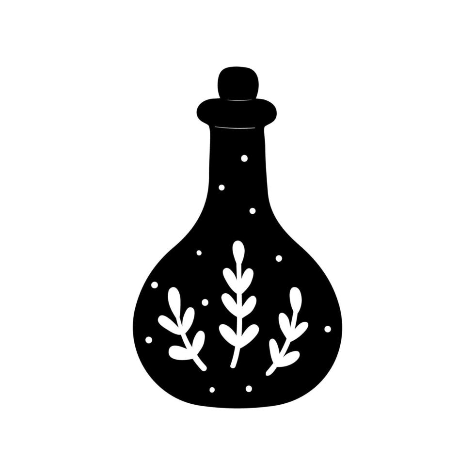 Witchy Potion Bottle with Magic Liquid Mystic Doodle Element vector