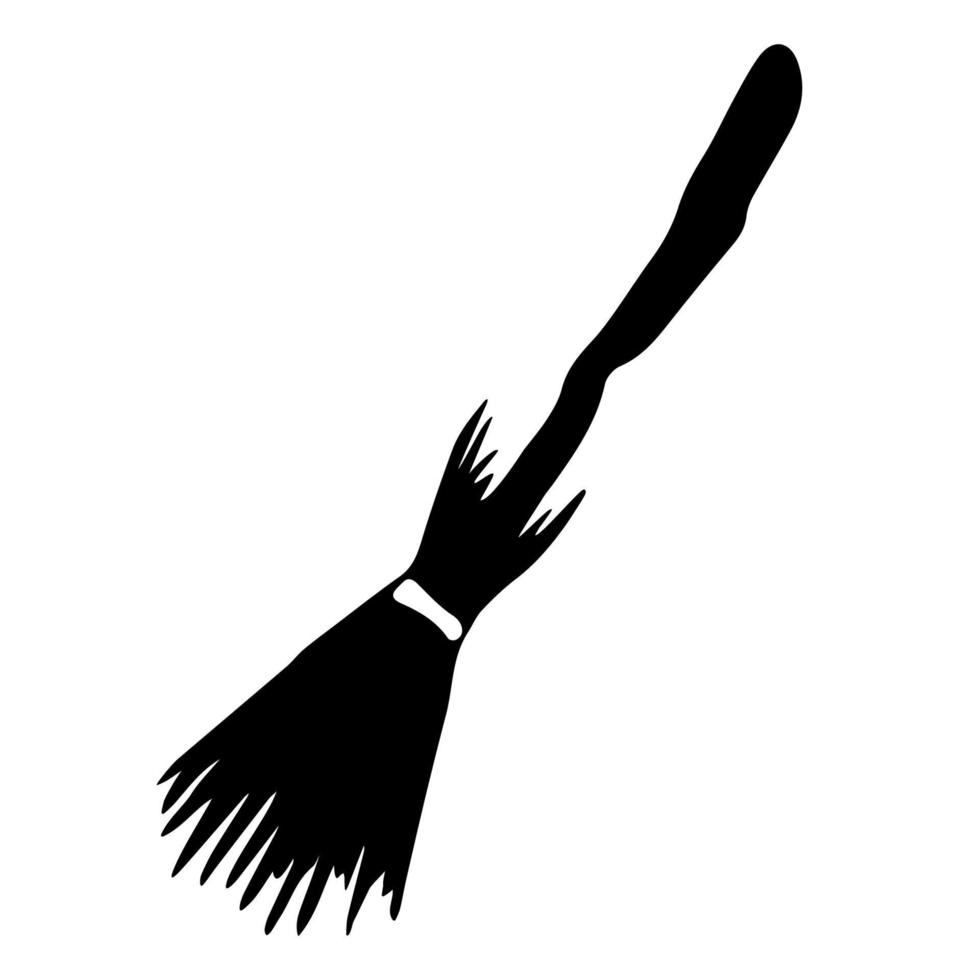 Handdrawn Witch broomstick Magic Broom in the Doodle Style Halloween Design Element vector