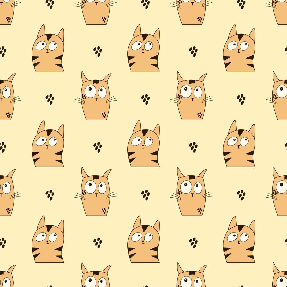 Cute Cats Seamless Pattern Background with Sweet Kittens vector