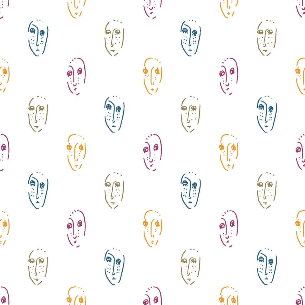 Abstract Grunge Human Faces Seamless Pattern vector