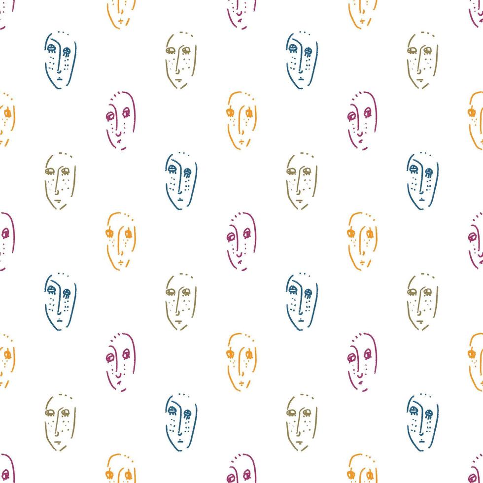 Abstract Grunge Human Faces Seamless Pattern vector