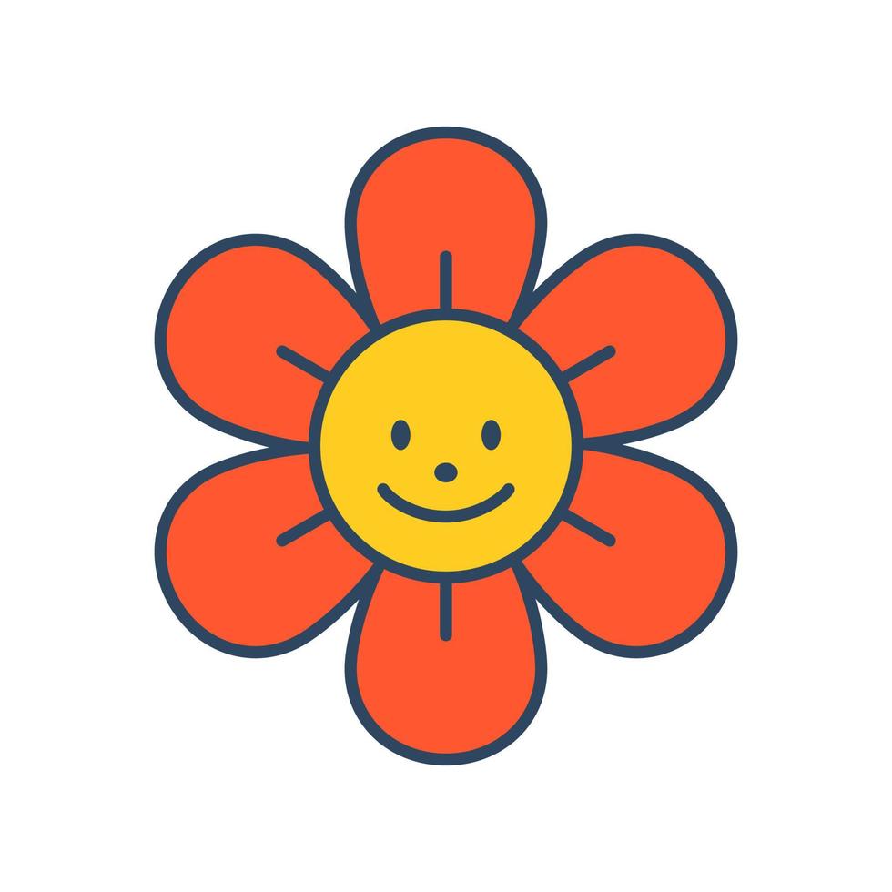 Vector smiling flower. Cute positive flower with face.