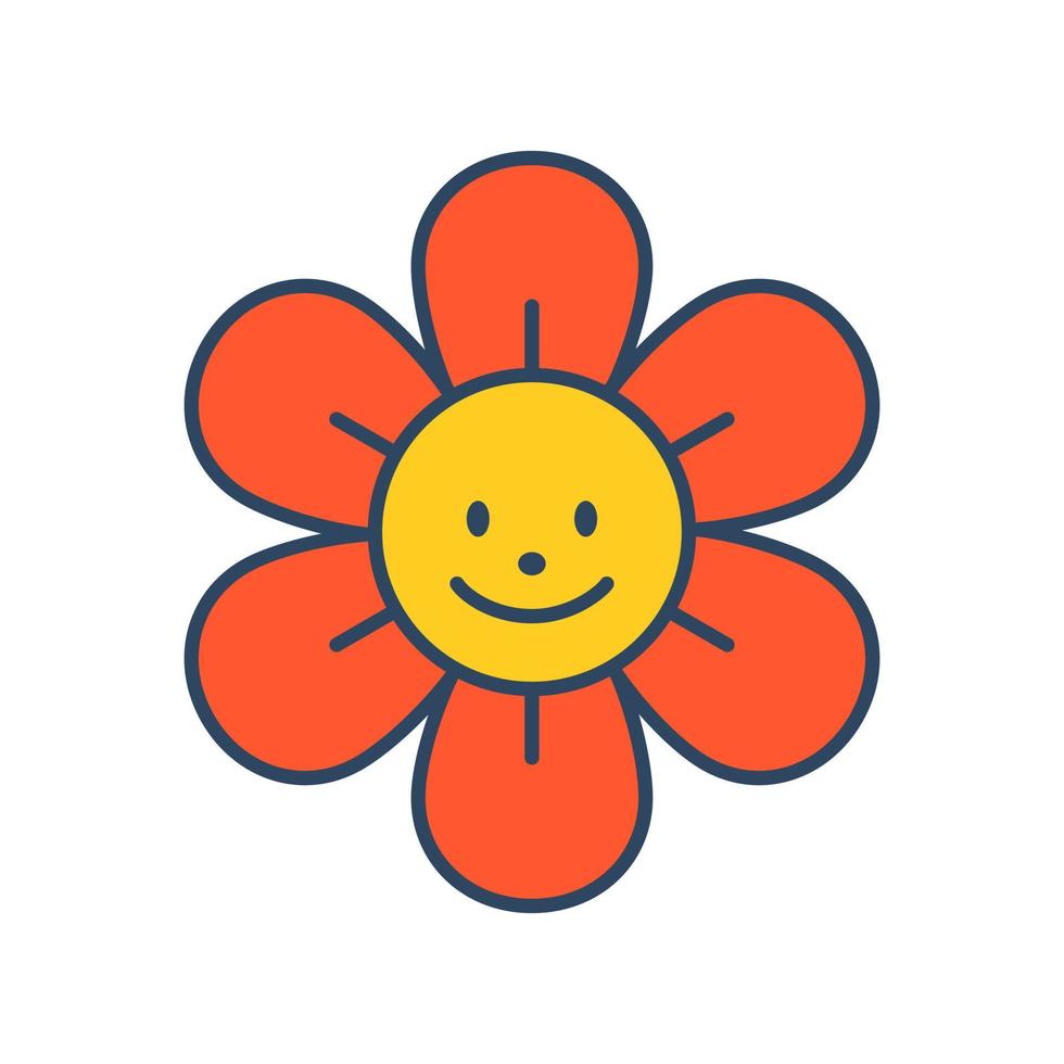 Vector smiling flower. Cute positive flower with face.