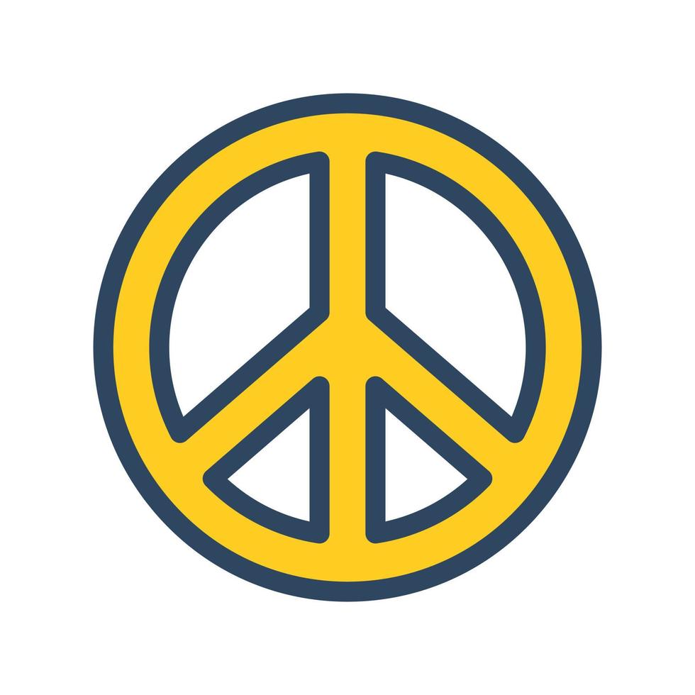 Vector yellow peace symbol. Hippie peace sign. Outline.