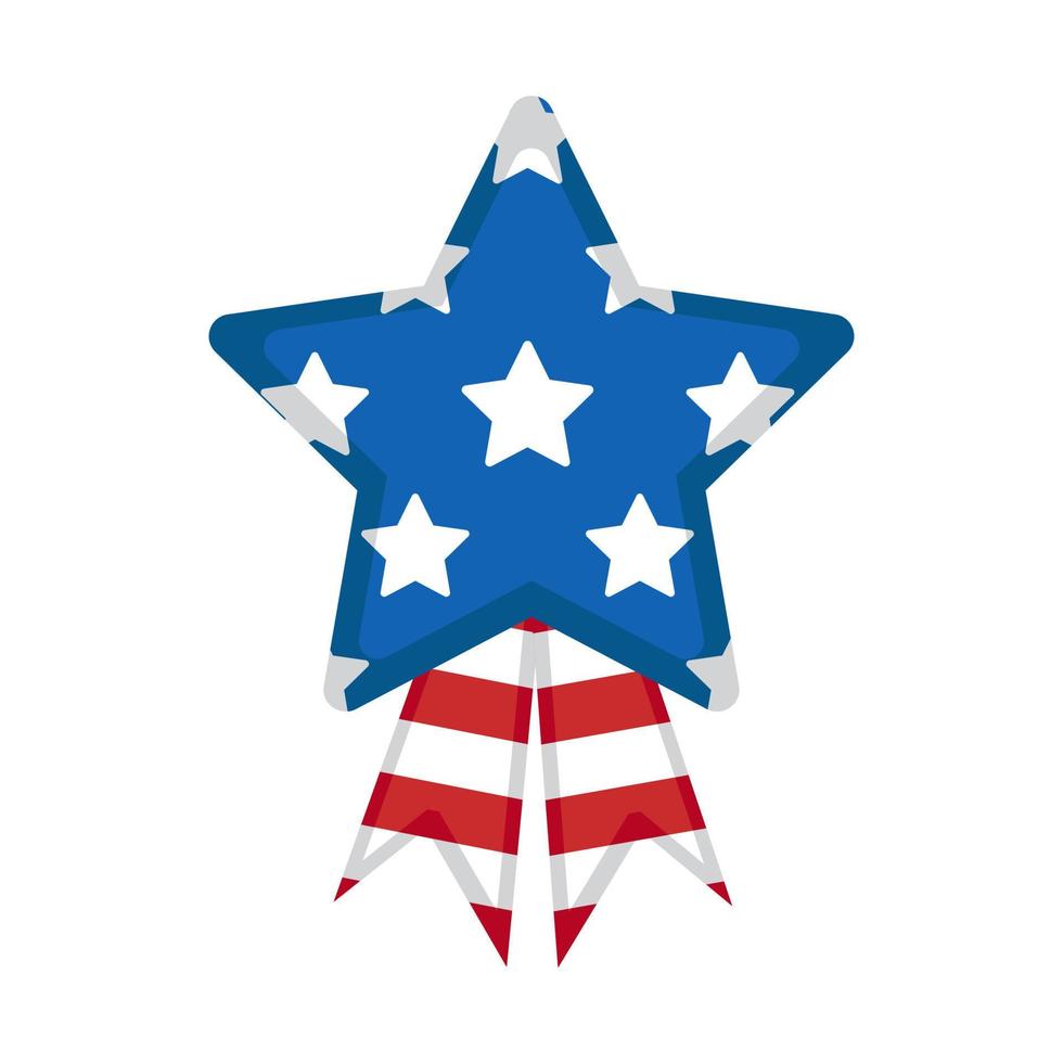 estrella de la bandera de estados unidos vectorial. insignia en forma de estrella con cintas en los colores de la bandera americana. vector