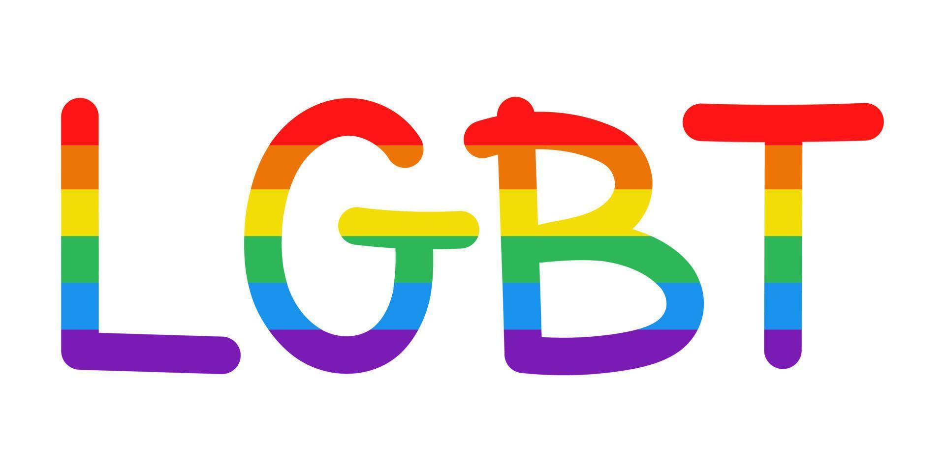 palabra lgbt vectorial. texto lgbt letras en colores del arco iris. vector