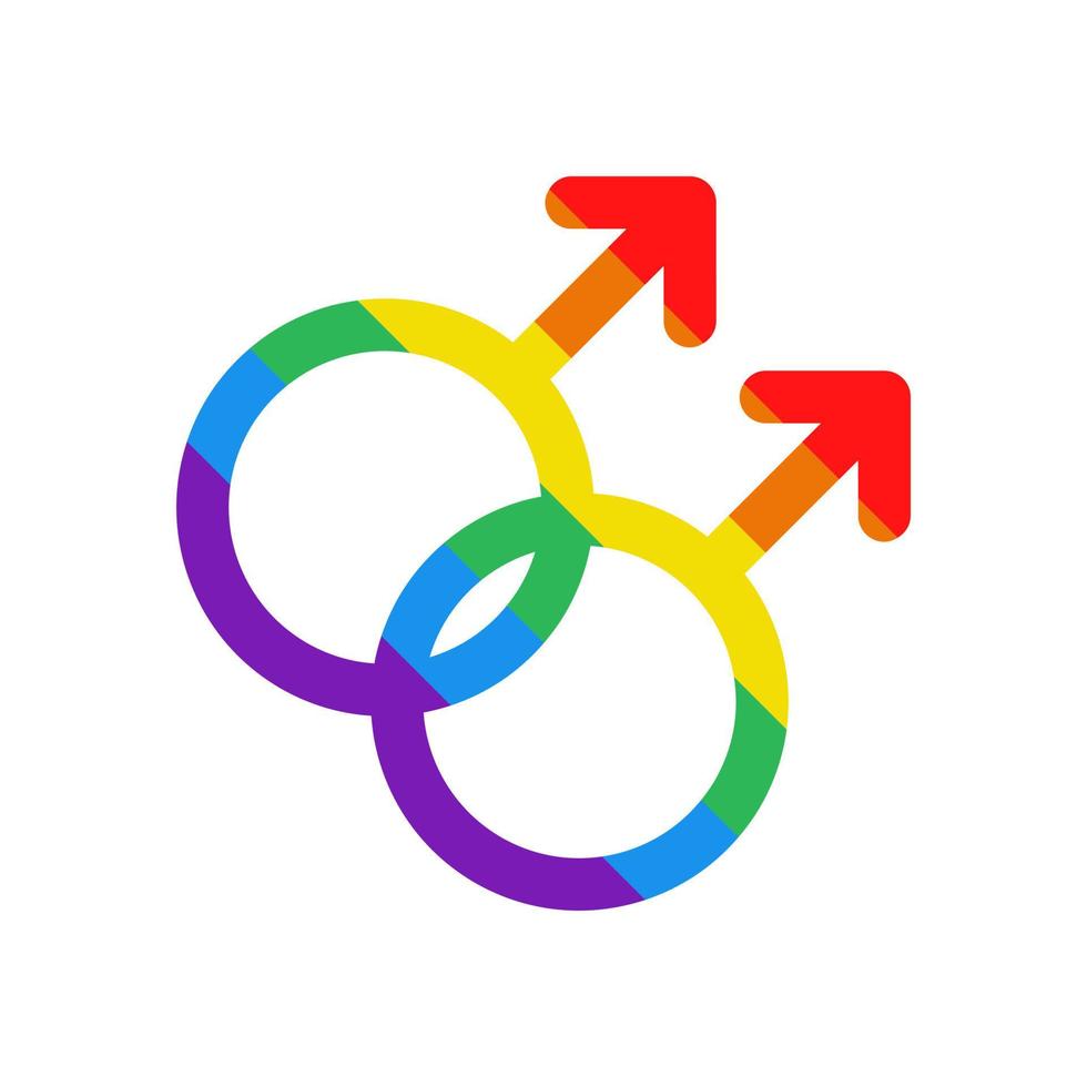 Doodle LGBT male symbols. Mars signs. Gay sign in rainbow colors. LGBTQ Plus. vector