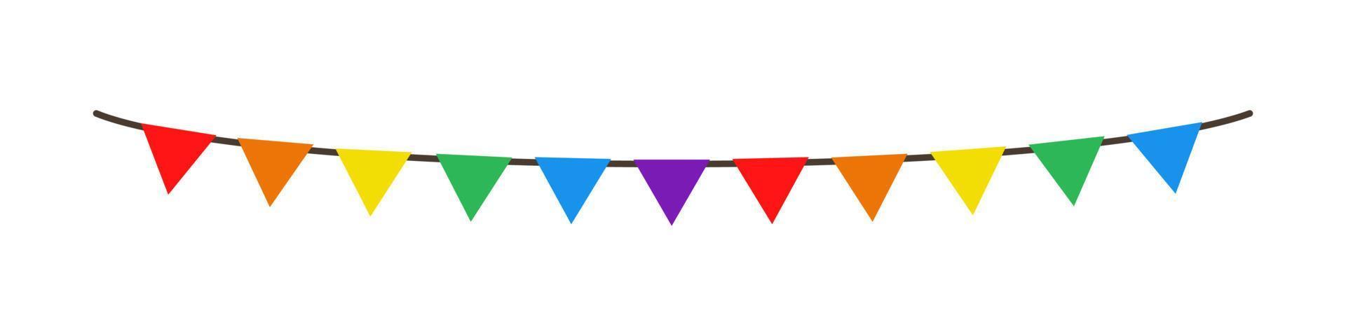 Vector LGBT garland of flags. Colorful rainbow bunting. Triangles. Pride month. LGBTQ Plus.