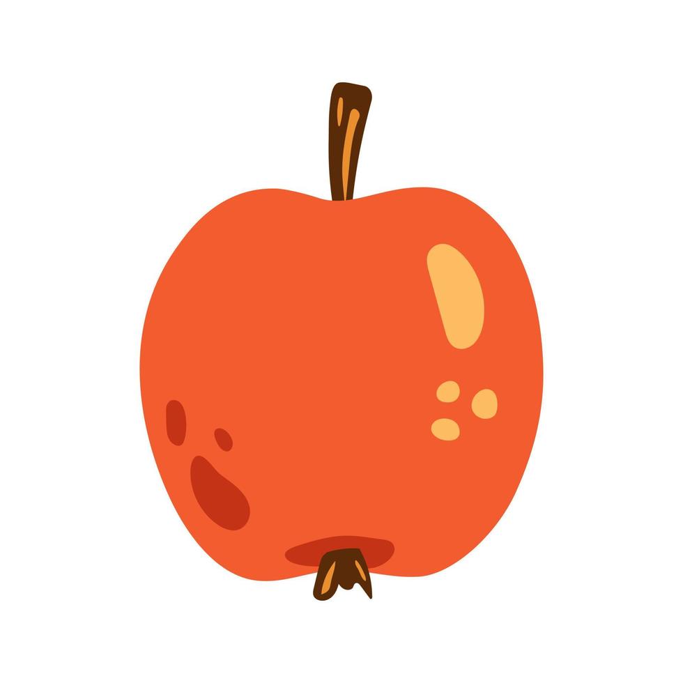 Vector red apple. Cute whole apple. Fruit in flat design.