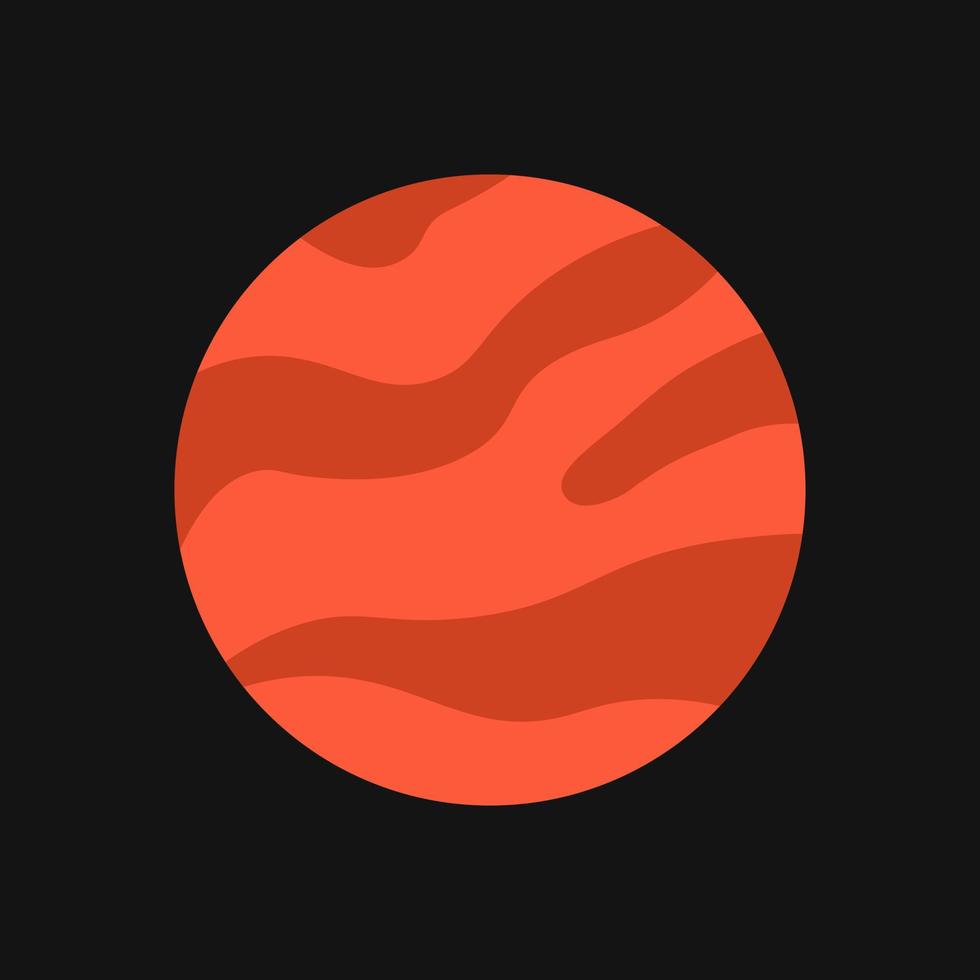 Vector planet in flat style. Red planet with stripes.