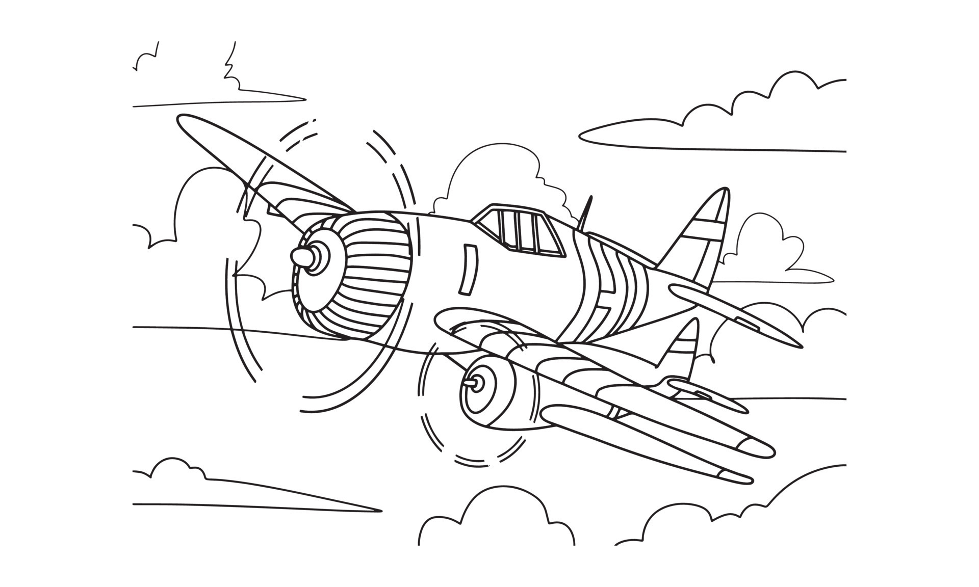 Airplane Drawing line art vector illustration for coloring book. Cartoon  Aeroplane drawing for coloring book for kids and children. Sketch art  drawing for colouring book. Fighter jet and Helicopter. 9275556 Vector Art
