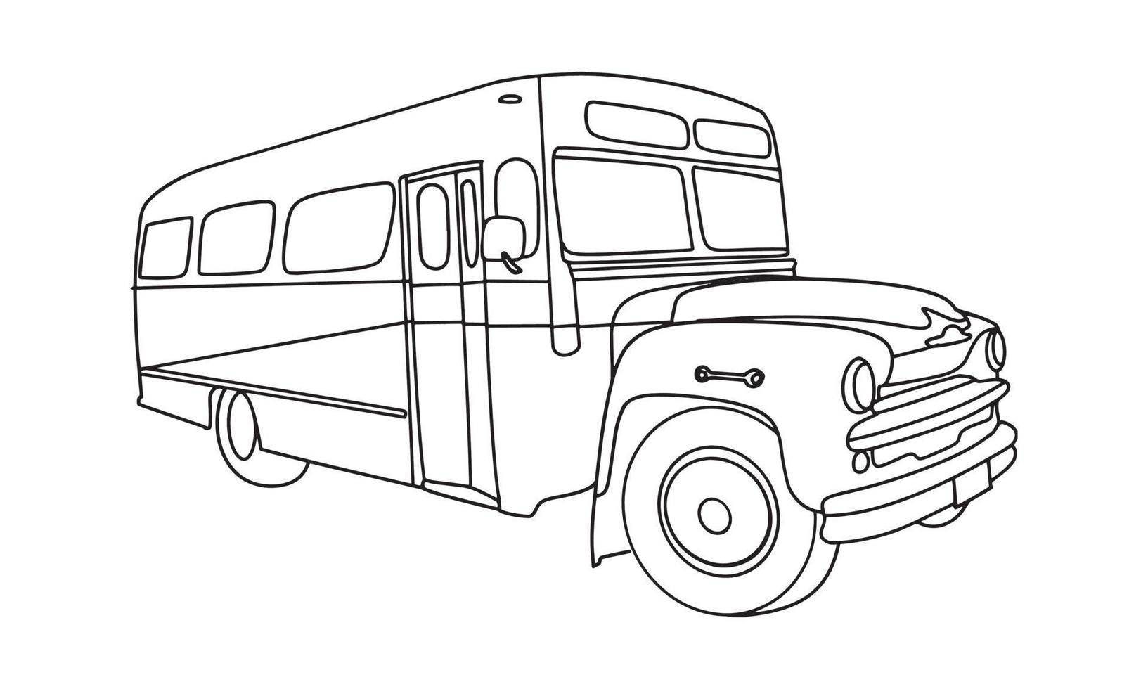 Bus illustration in hand drawing. vector
