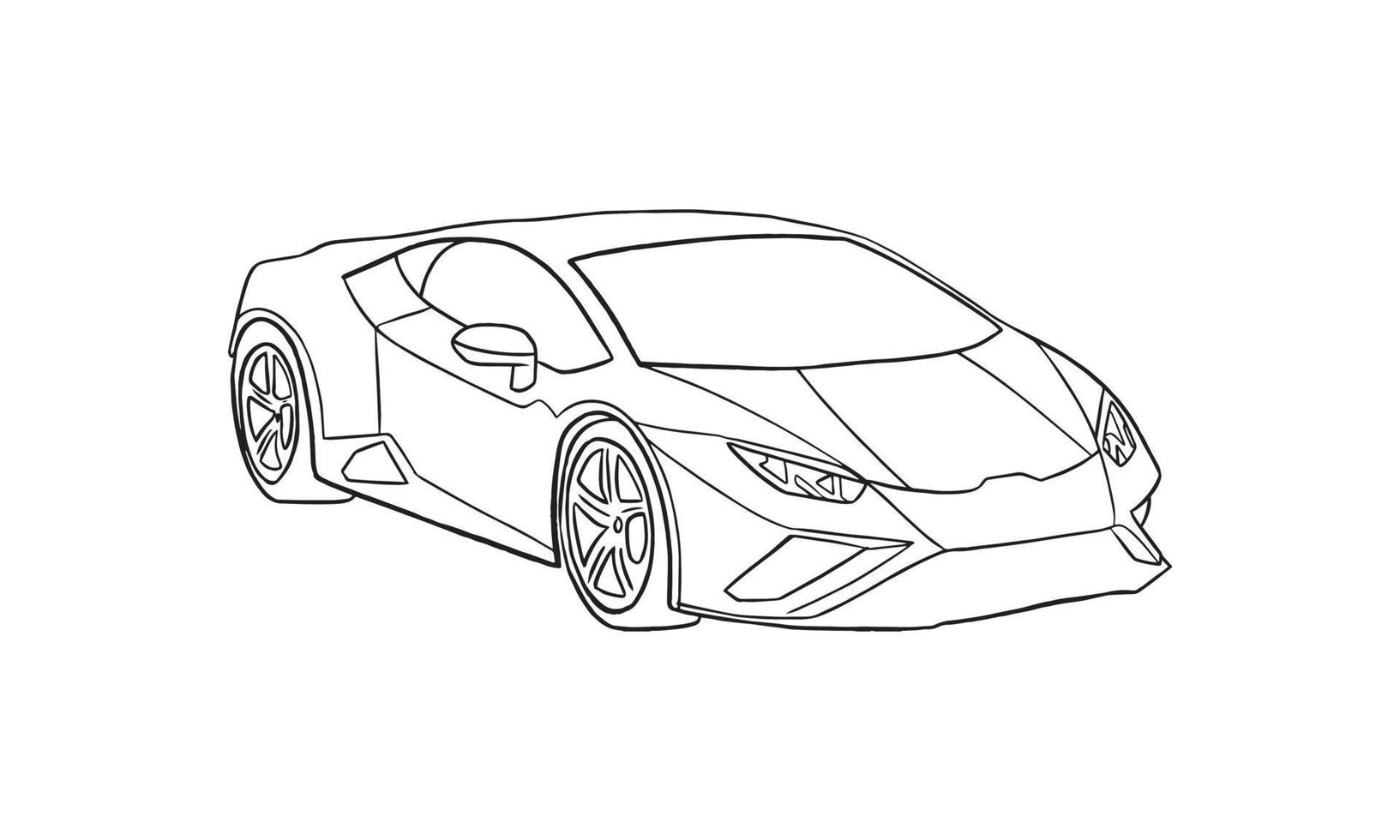 Sports car illustration in one line hand Drawing. Classic Vintage ...