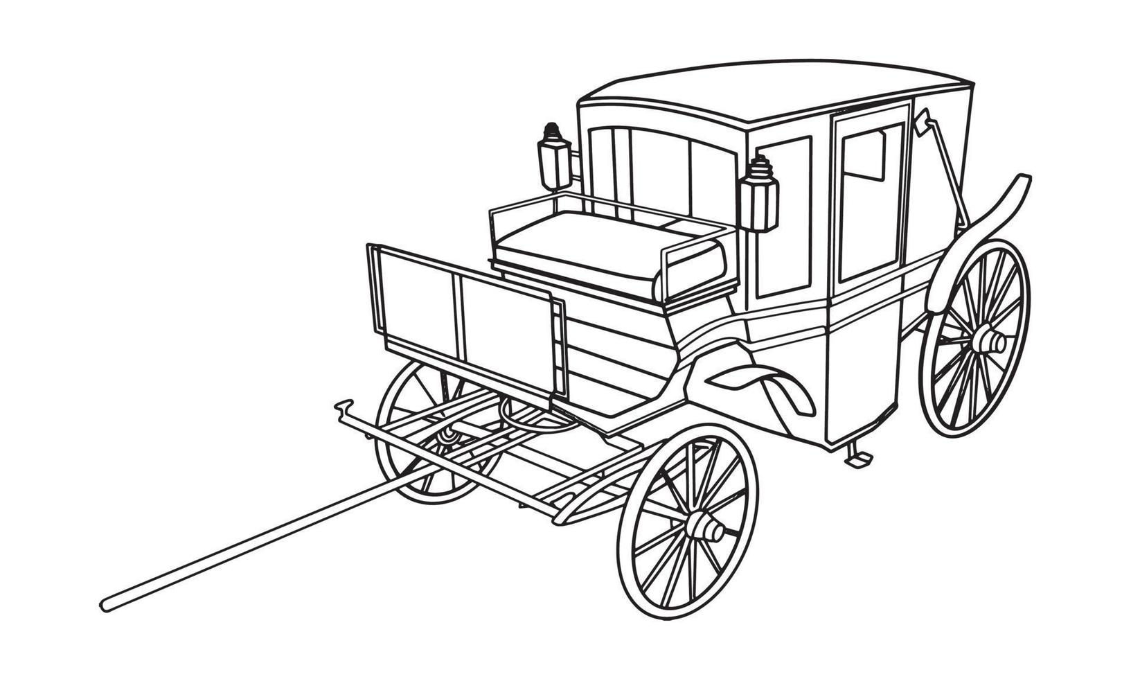 Antique old vintage car line art sketch illustration vector