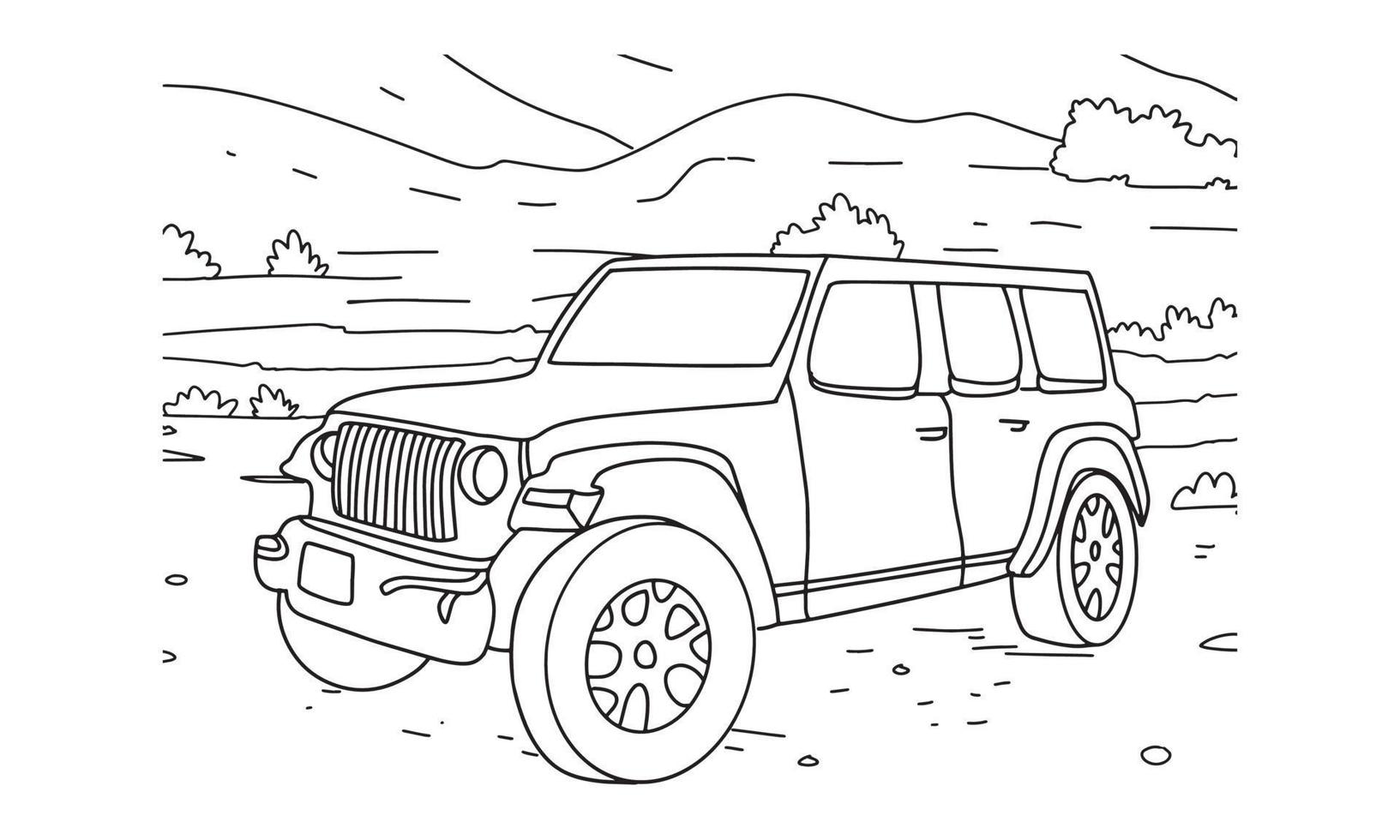 Vehicle illustration in line art. vector