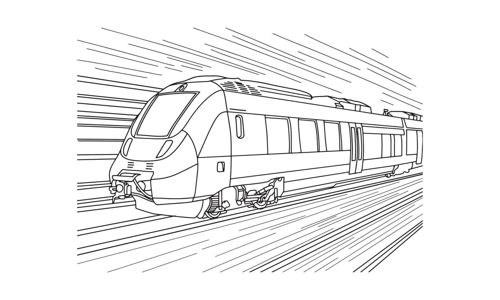 Bullet Train sketch line art illustration vector