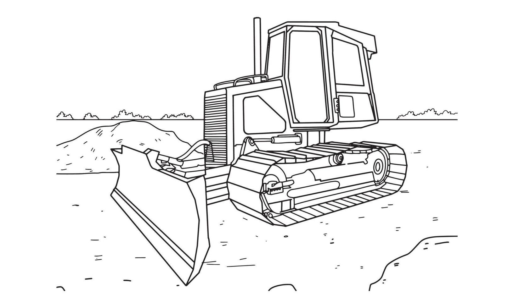 Construction Vehicle sketch line art illustration vector