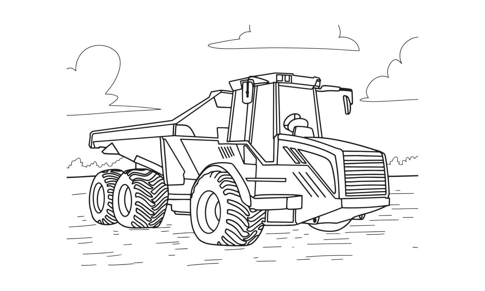 Construction Vehicle sketch line art illustration vector