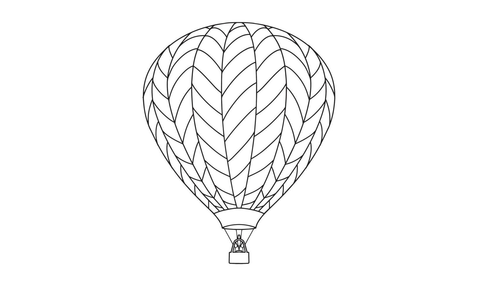 Hot air gas balloon sketch line art illustration vector