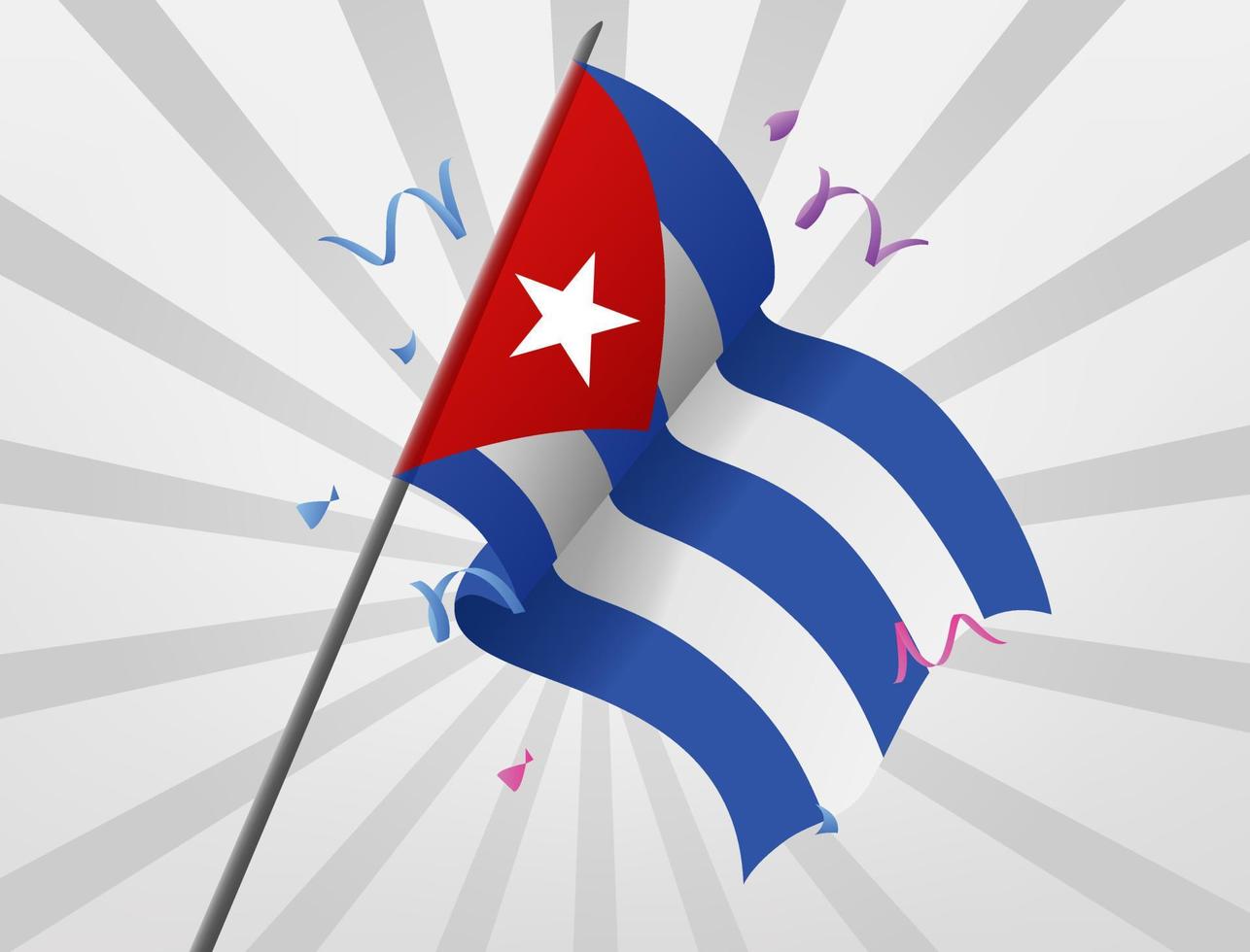 The Cuba celebratory flag flew at a height vector