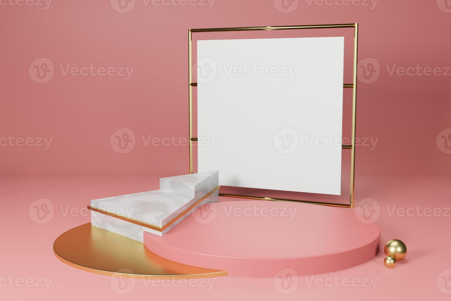 3d rendering empty template podium mockup for product placement photo
