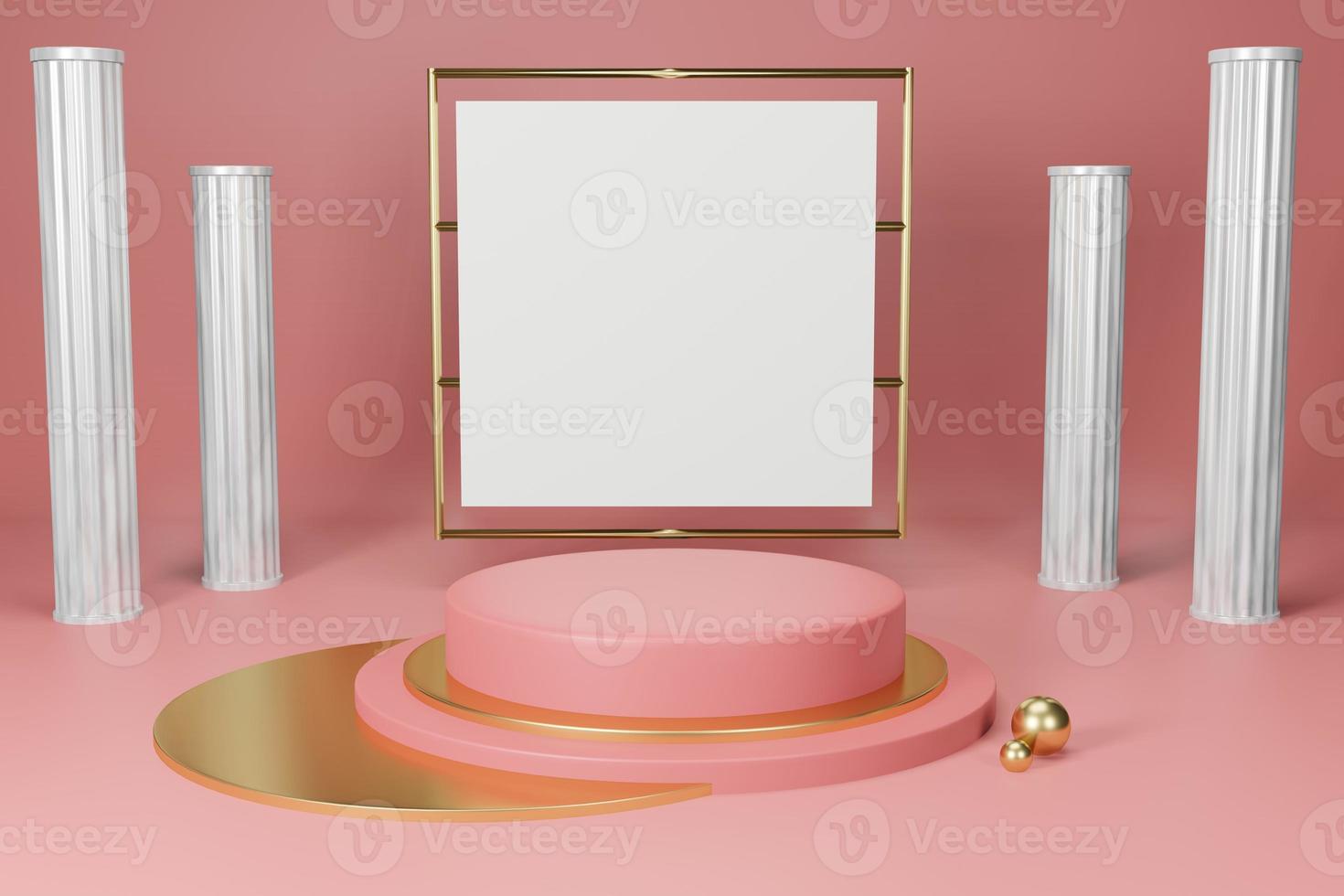 3d rendering empty template podium mockup for product placement photo