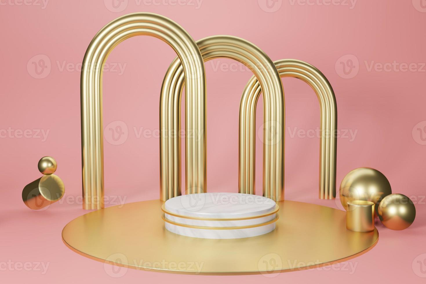 3d rendering empty template podium mockup for product placement photo