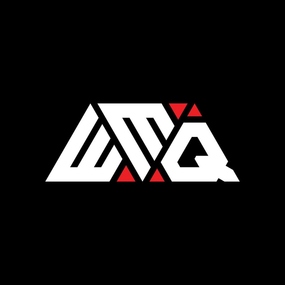 WMQ triangle letter logo design with triangle shape. WMQ triangle logo design monogram. WMQ triangle vector logo template with red color. WMQ triangular logo Simple, Elegant, and Luxurious Logo. WMQ