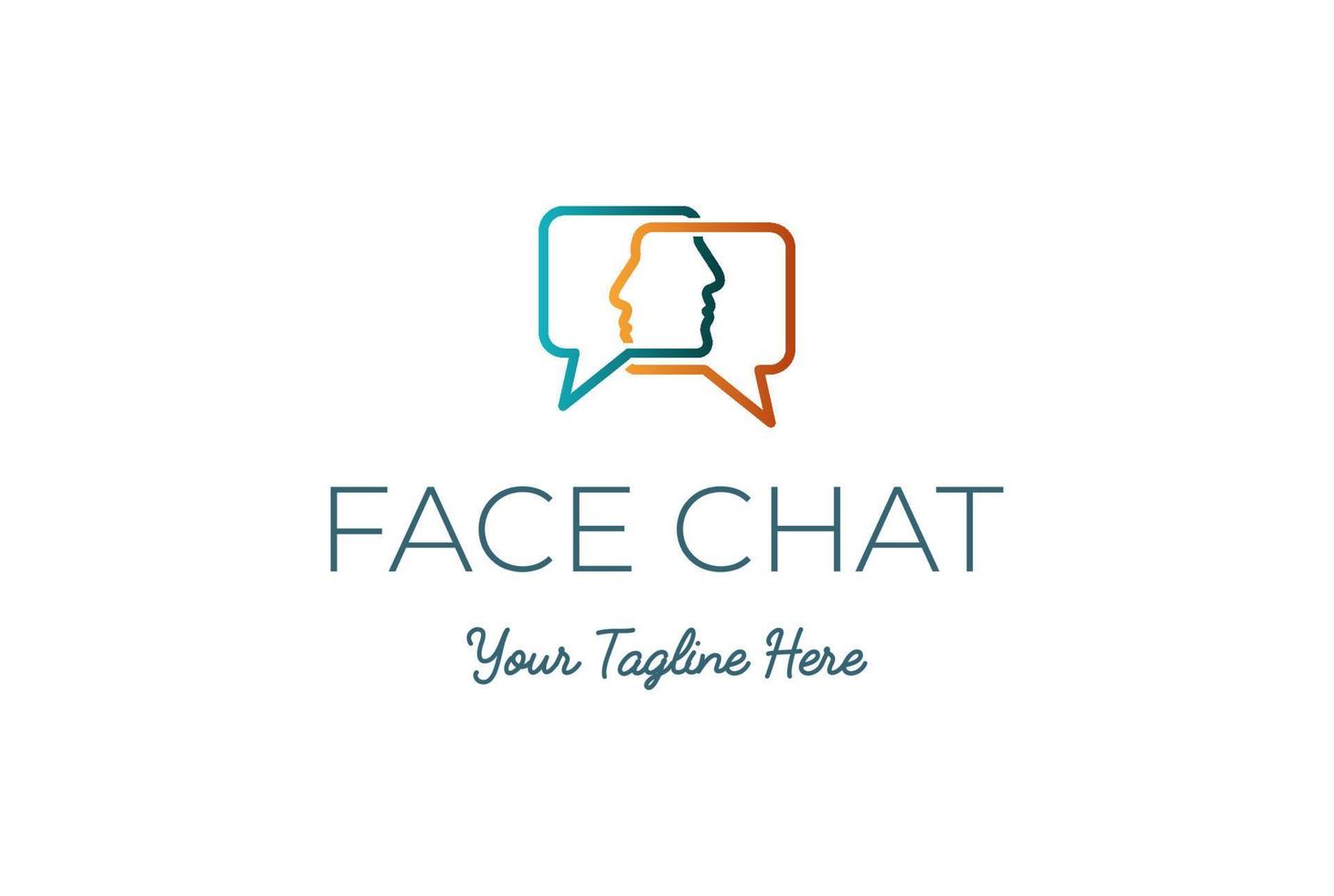 Square Chat Speech Bubble Face for Comment Communication Podcast Logo Design Vector