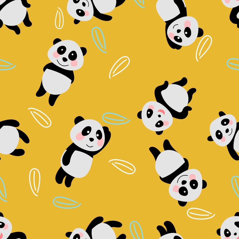 patrón sin costuras de panda en versión de dibujos animados lindo vector