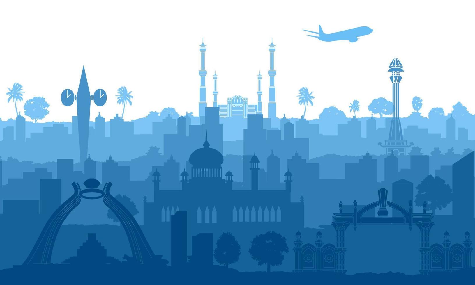 Brunei famous landmark silhouette style with text inside vector