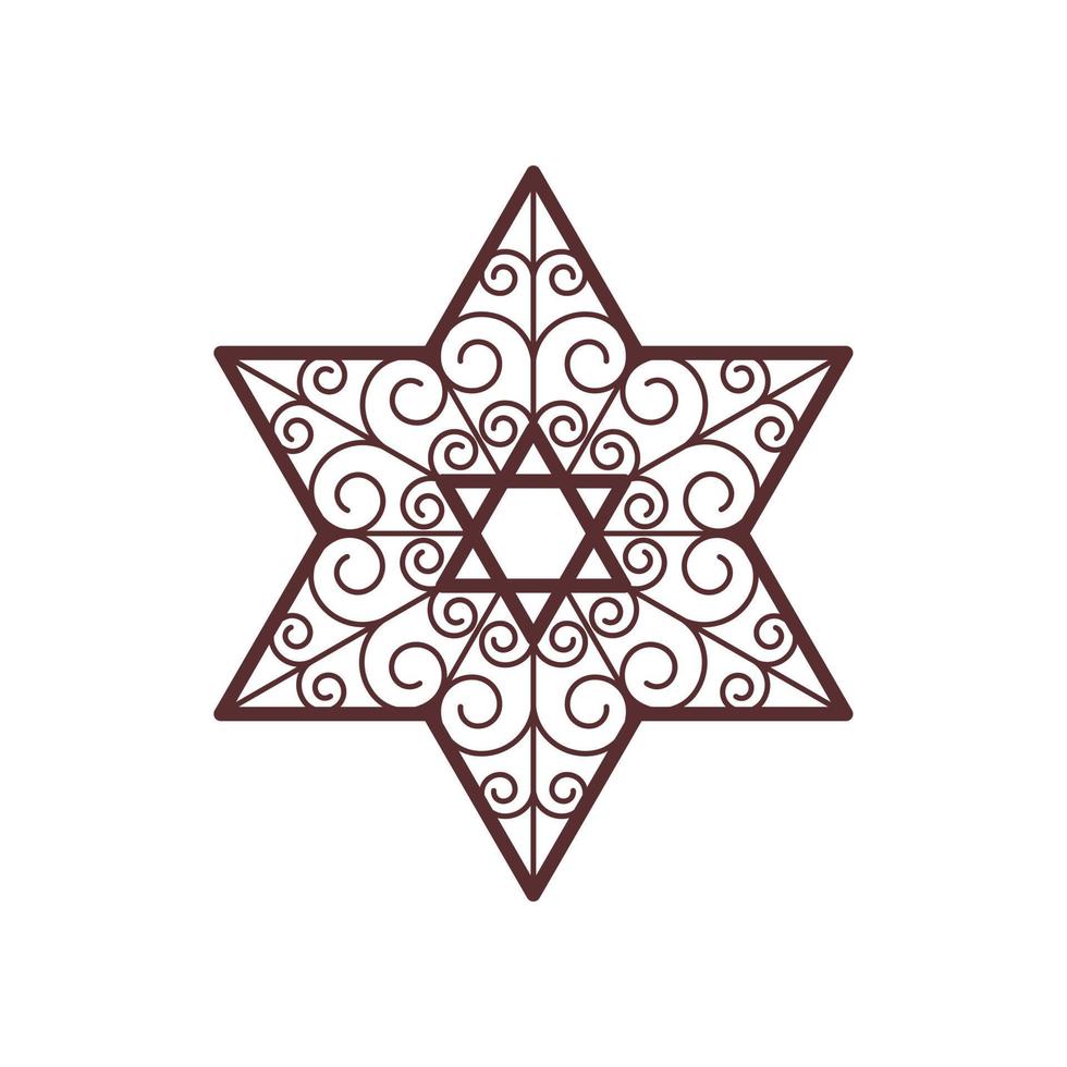 Star of David decoration element. Jewish Religion symbol. Vector illustration