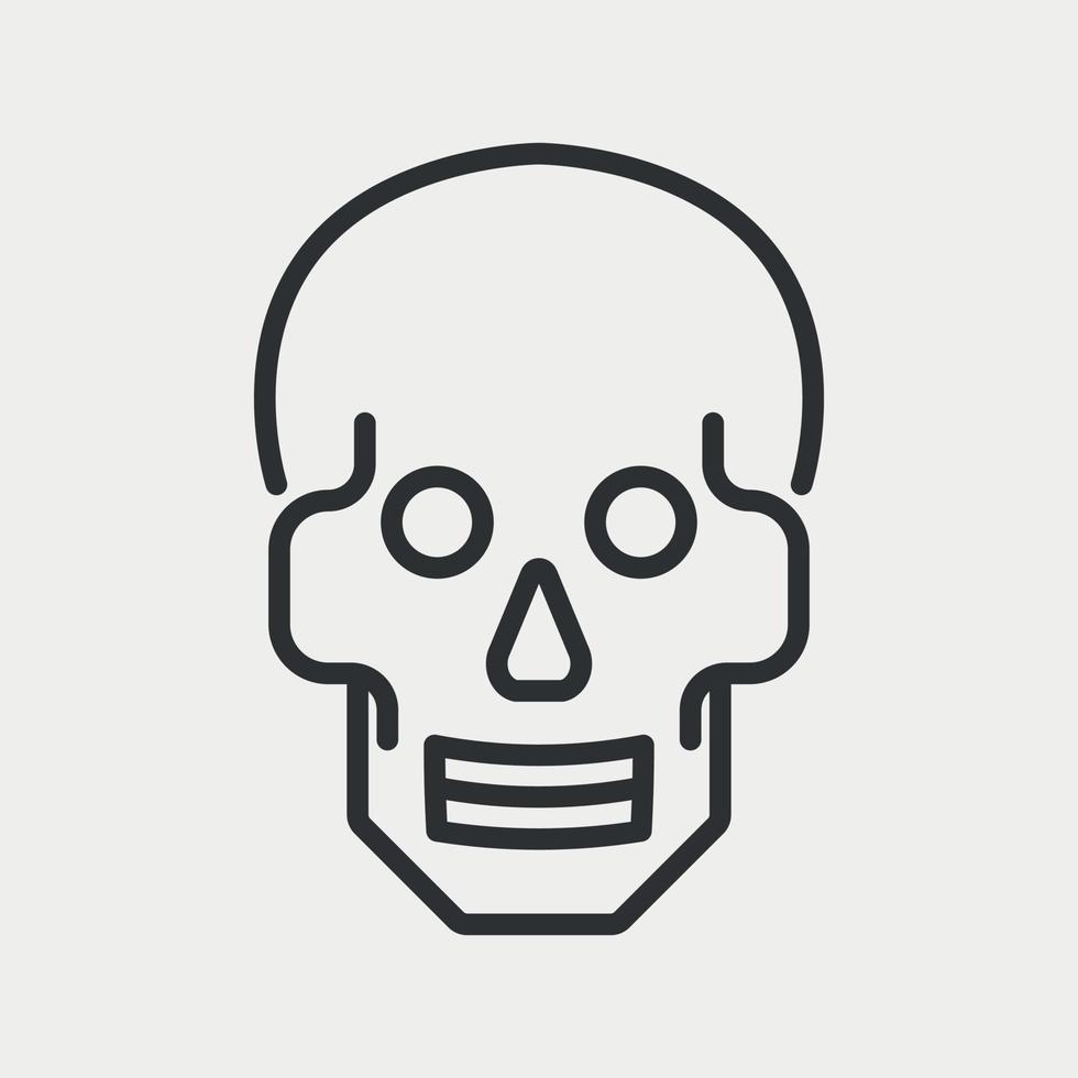 Scull line icon. Concept of death, hunger and end of the world. Human cranium contour. Vector illustration