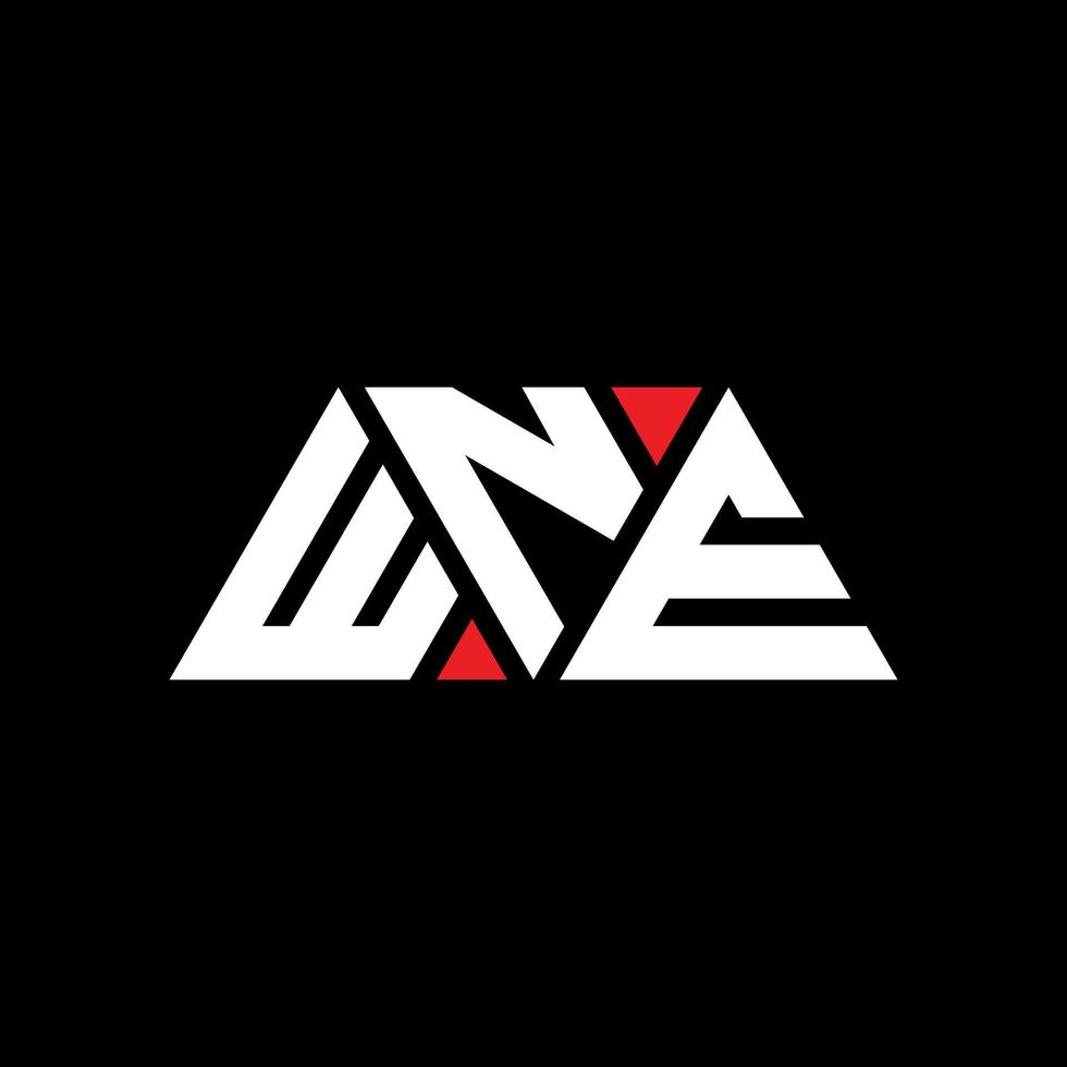 WNE triangle letter logo design with triangle shape. WNE triangle logo design monogram. WNE triangle vector logo template with red color. WNE triangular logo Simple, Elegant, and Luxurious Logo. WNE