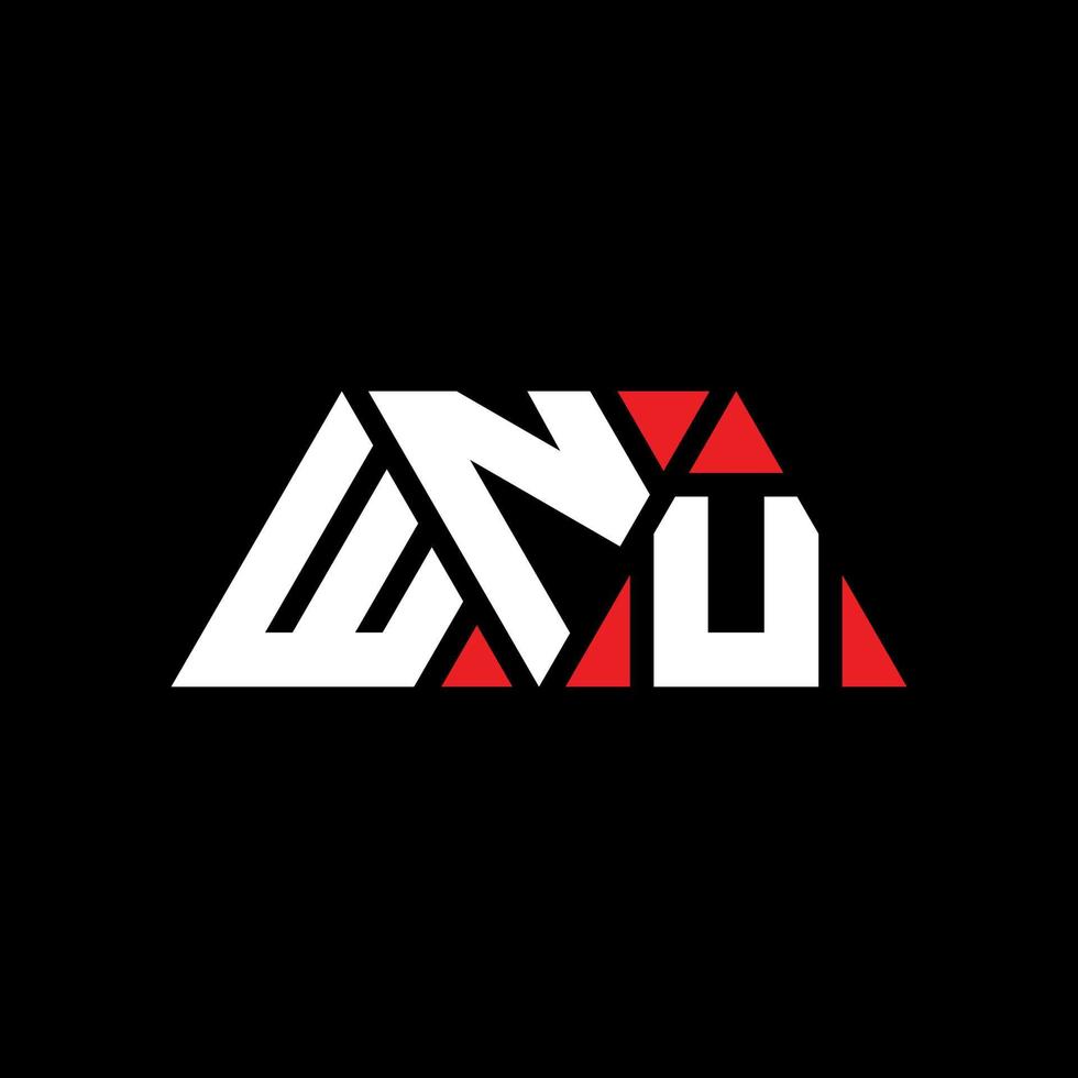WNU triangle letter logo design with triangle shape. WNU triangle logo design monogram. WNU triangle vector logo template with red color. WNU triangular logo Simple, Elegant, and Luxurious Logo. WNU