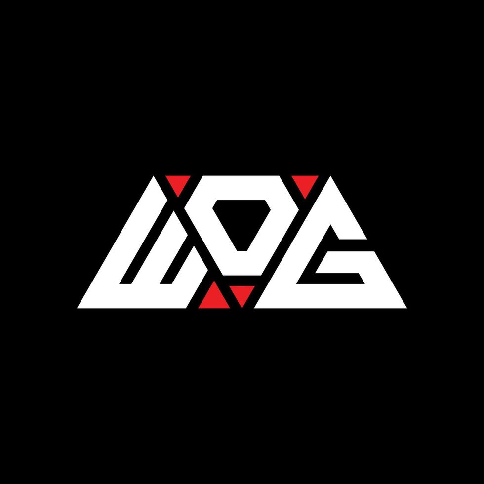 WOG triangle letter logo design with triangle shape. WOG triangle logo design monogram. WOG triangle vector logo template with red color. WOG triangular logo Simple, Elegant, and Luxurious Logo. WOG