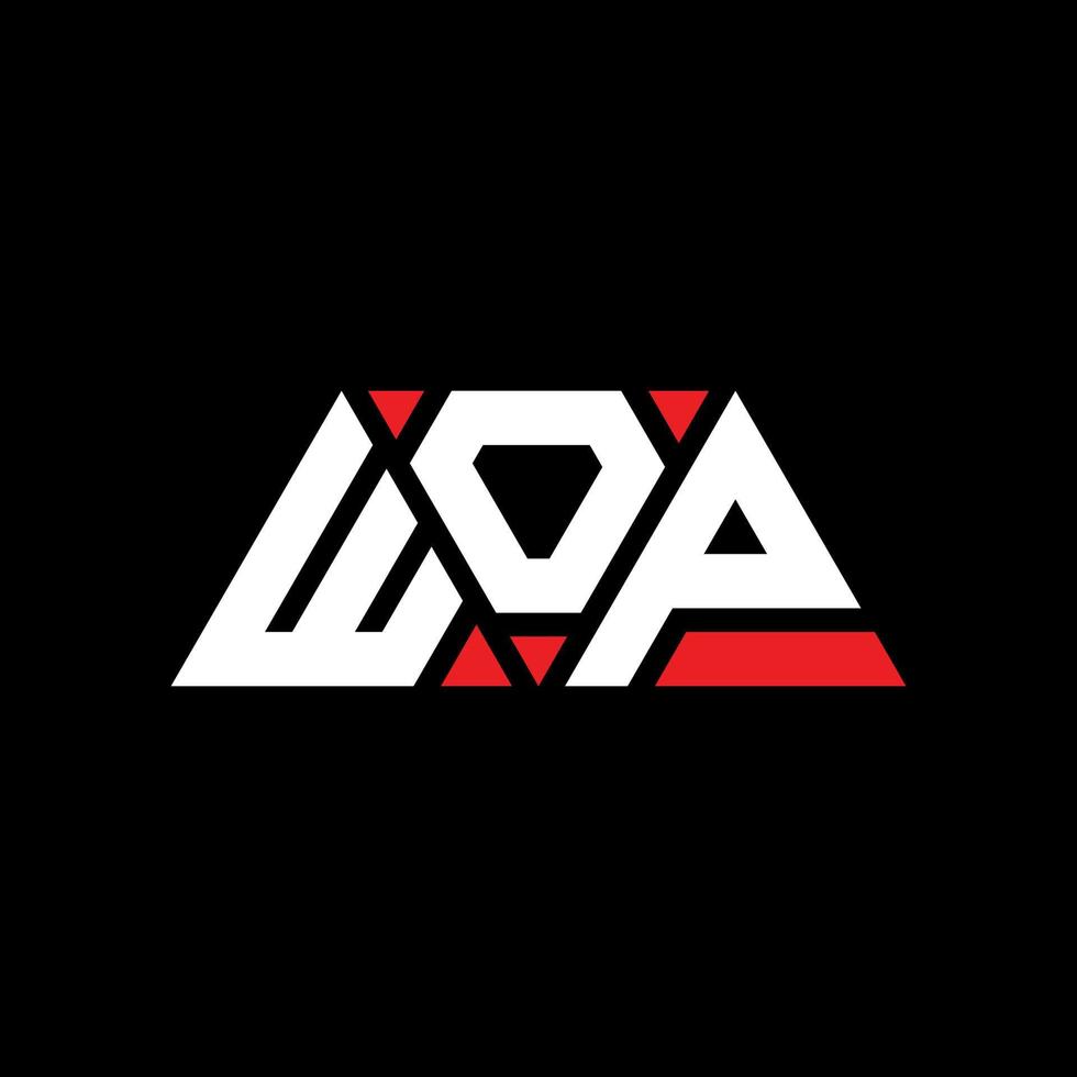 wop diseño de logotipo de letra triangular con forma de triángulo. monograma de diseño de logotipo de triángulo wop. wop plantilla de logotipo de vector de triángulo con color rojo. logo triangular wop logo simple, elegante y lujoso. guau
