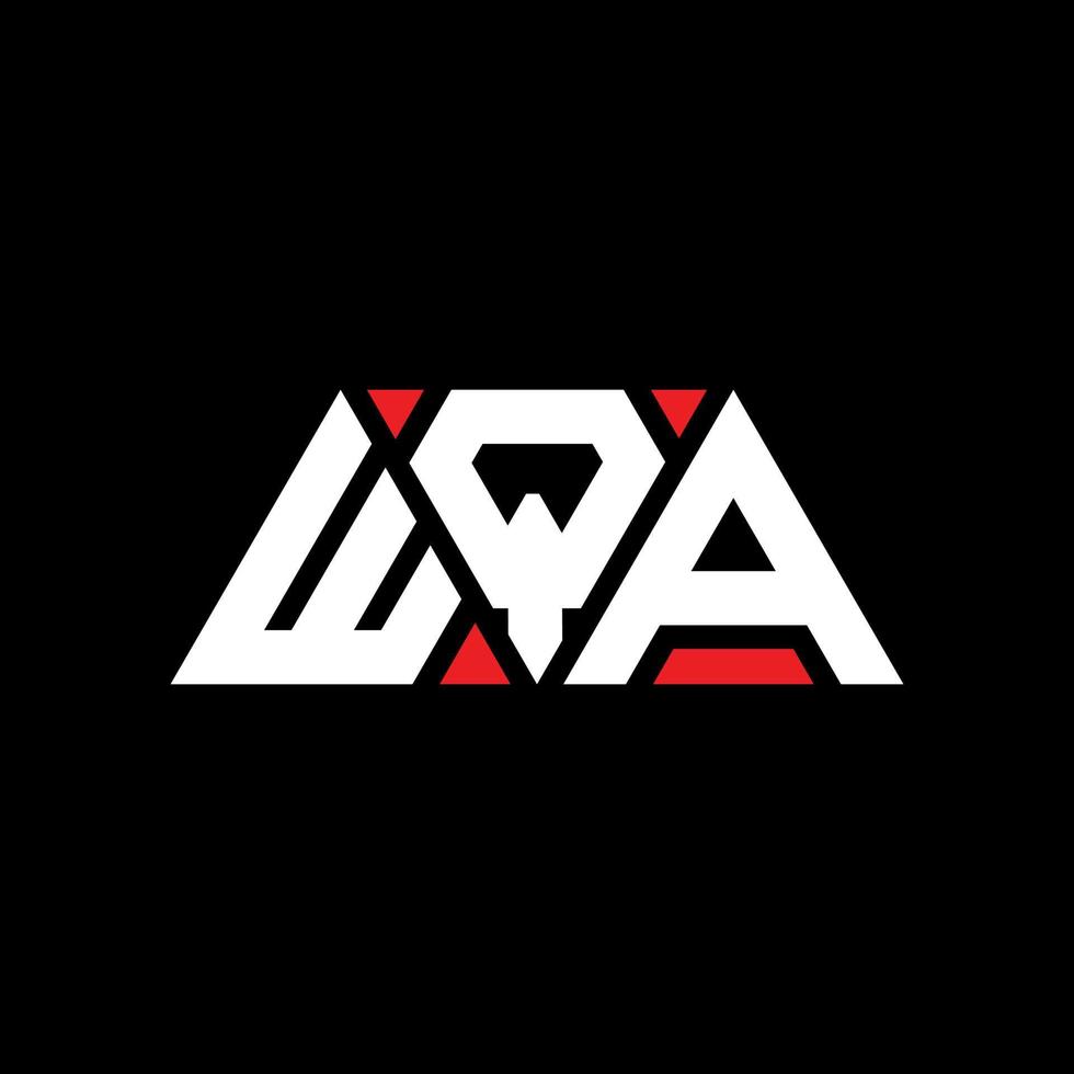 WQA triangle letter logo design with triangle shape. WQA triangle logo design monogram. WQA triangle vector logo template with red color. WQA triangular logo Simple, Elegant, and Luxurious Logo. WQA