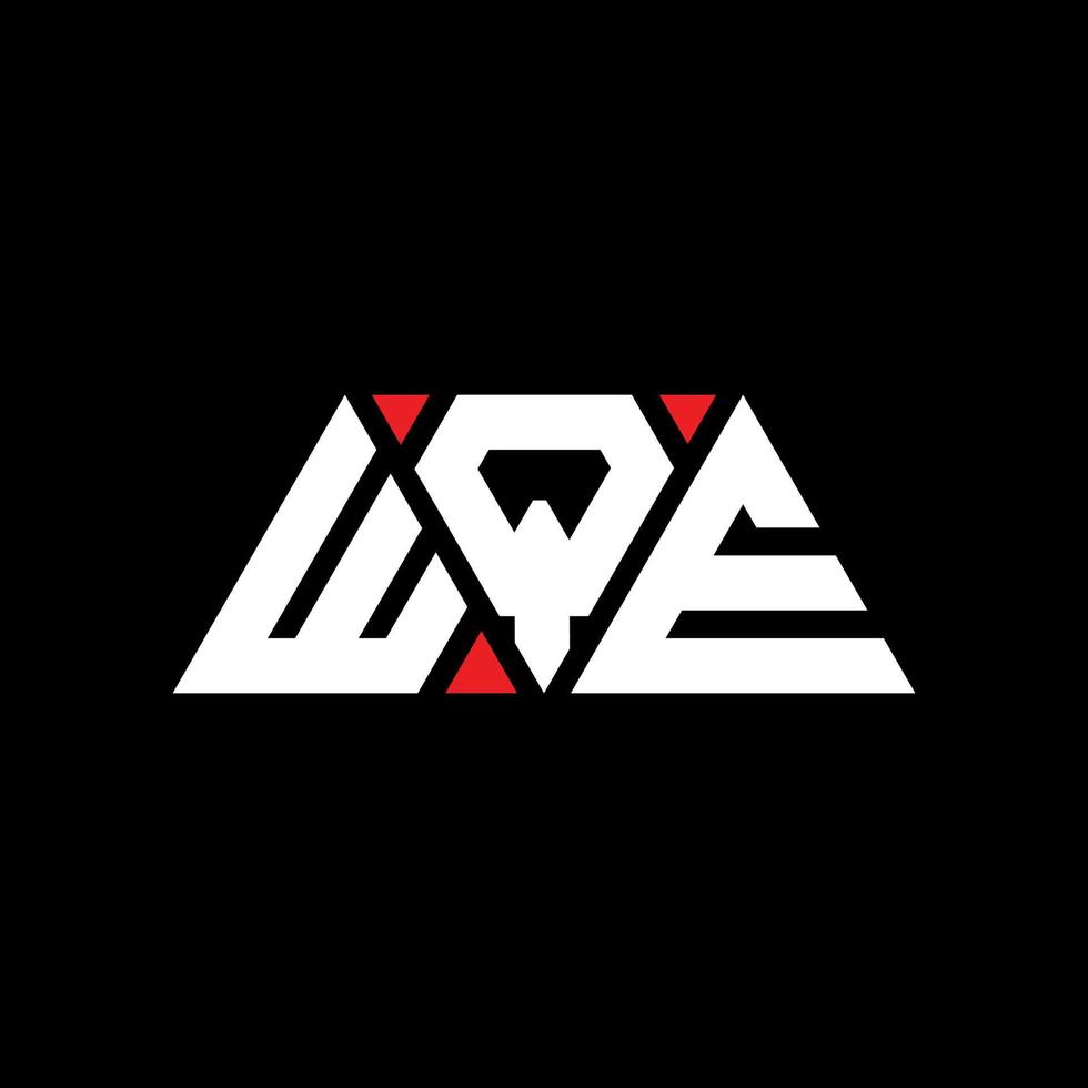 WQE triangle letter logo design with triangle shape. WQE triangle logo design monogram. WQE triangle vector logo template with red color. WQE triangular logo Simple, Elegant, and Luxurious Logo. WQE