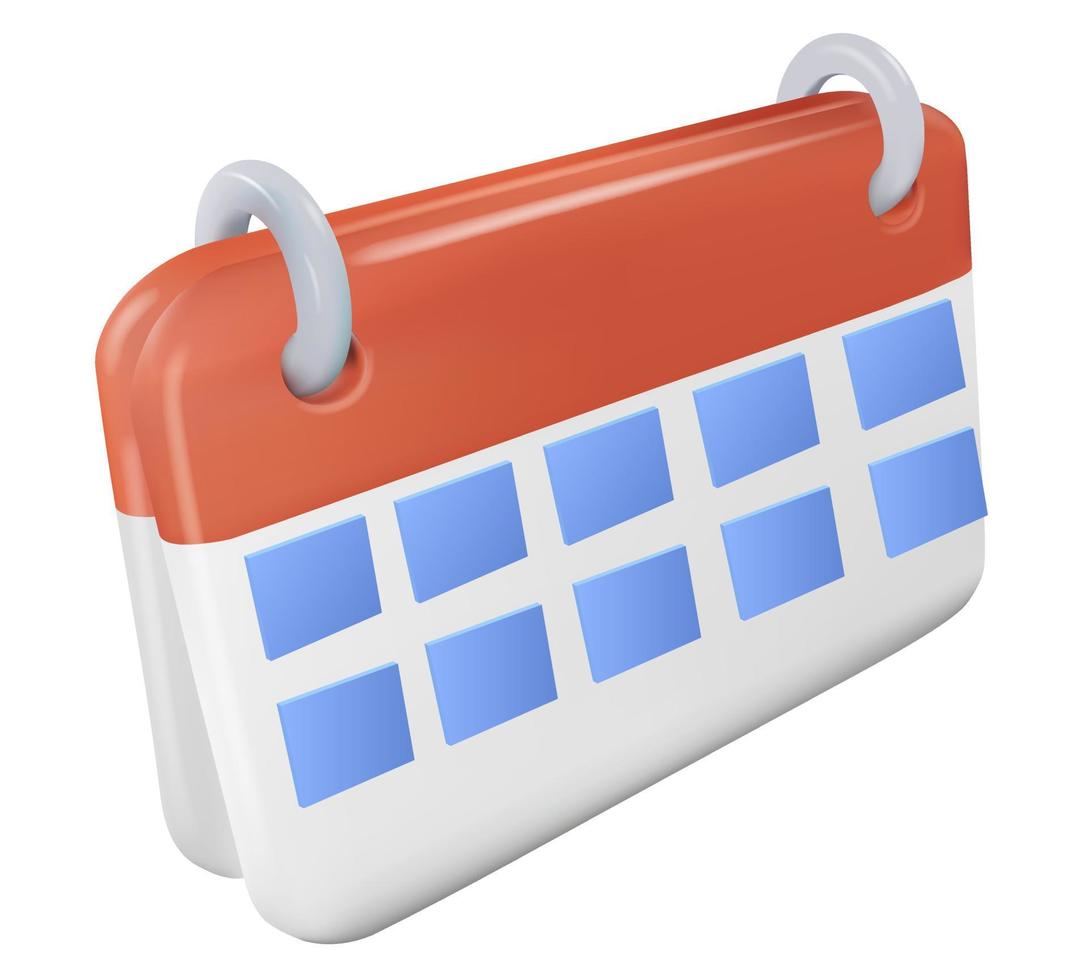 Vector  3d calendar icon render illustration