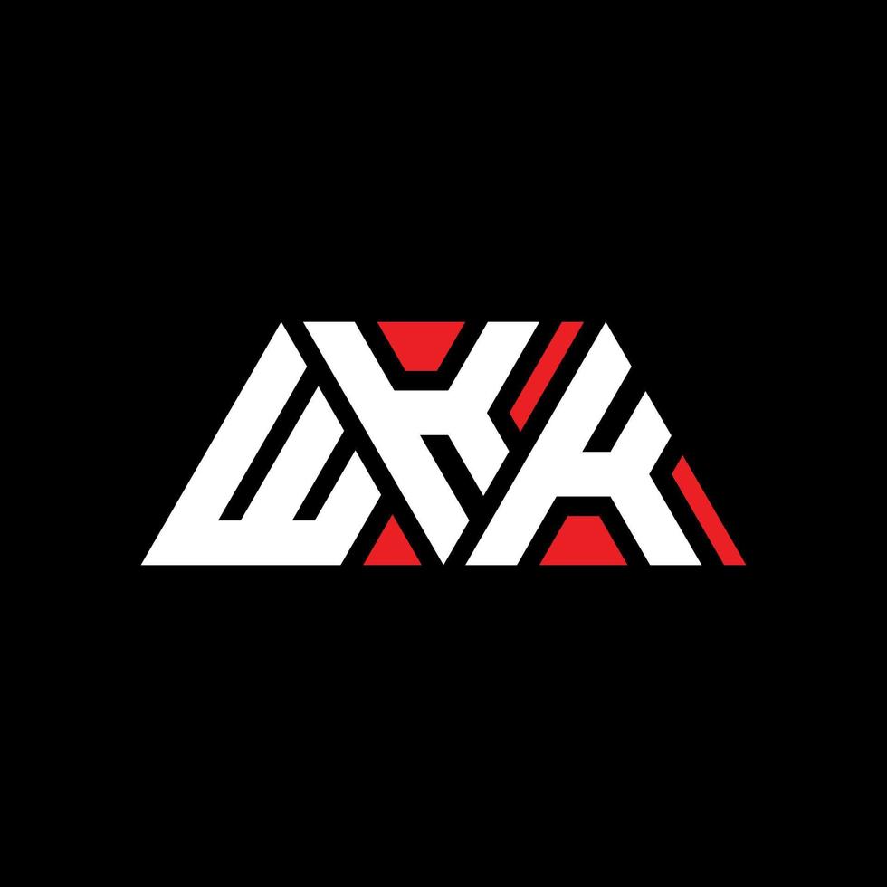 WKK triangle letter logo design with triangle shape. WKK triangle logo design monogram. WKK triangle vector logo template with red color. WKK triangular logo Simple, Elegant, and Luxurious Logo. WKK